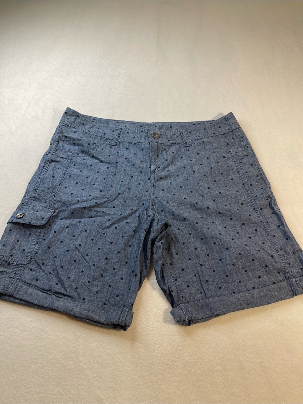Faded Glory Navy Polka Dot Cargo Shorts WOMENS SIZE 14